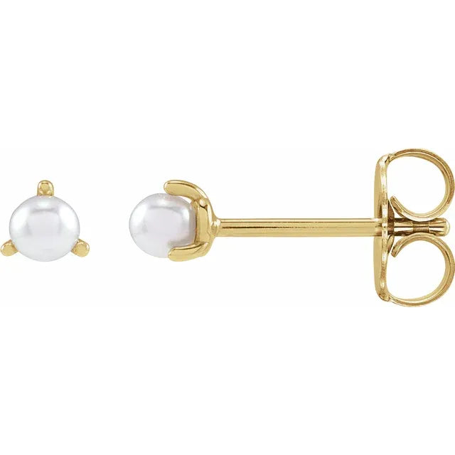 14K Gold Tiny Seed Pearl Stud Earrings