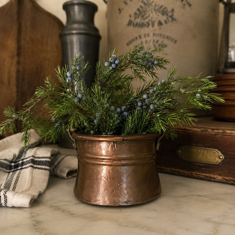 Small Primitive Antique Copper Cauldron