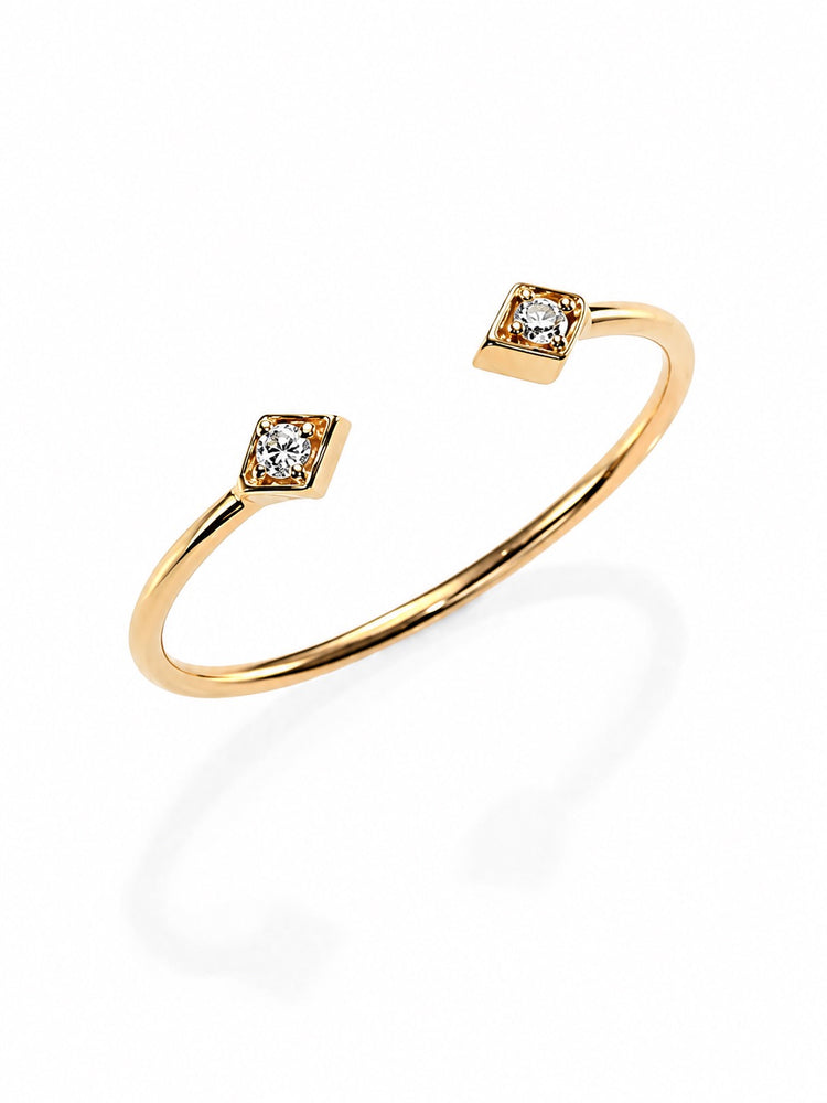 14K Gold Two Diamond Cuff Ring