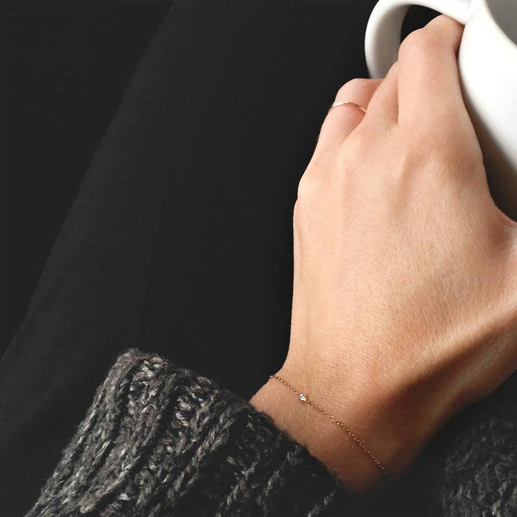 Seriously Tiny 14K Rose Gold Diamond Bracelet