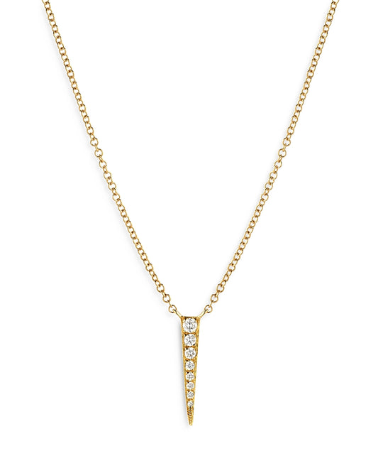 14K Gold Pave Diamond Spike Necklace
