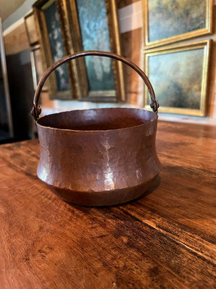 Antique Hammered Copper Cauldron