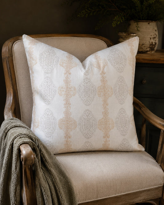 French Linen Medallion Pillow Cover
