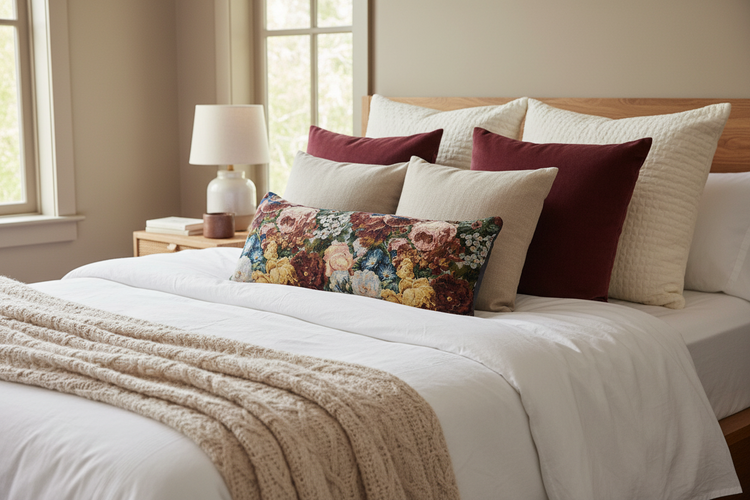 Moody Floral Long Lumbar Pillow Cover