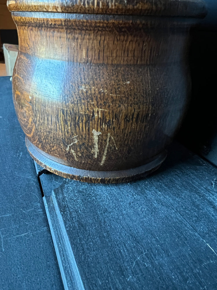 Vintage Edwardian English Wood Biscuit Barrel