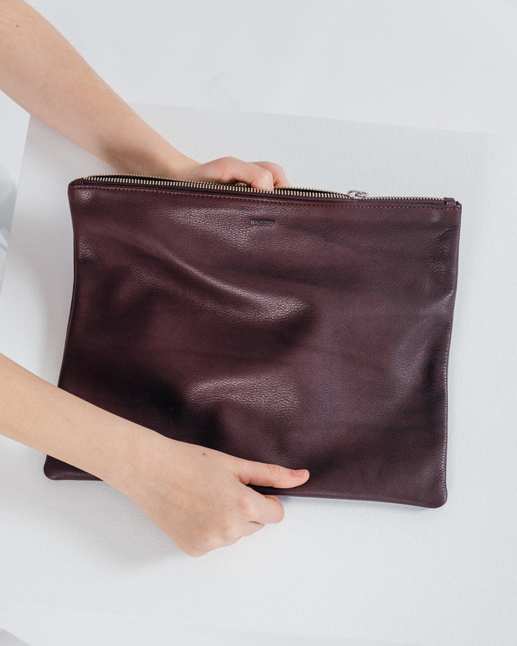 Baggu Leather Large Flat Pouch, Oxblood