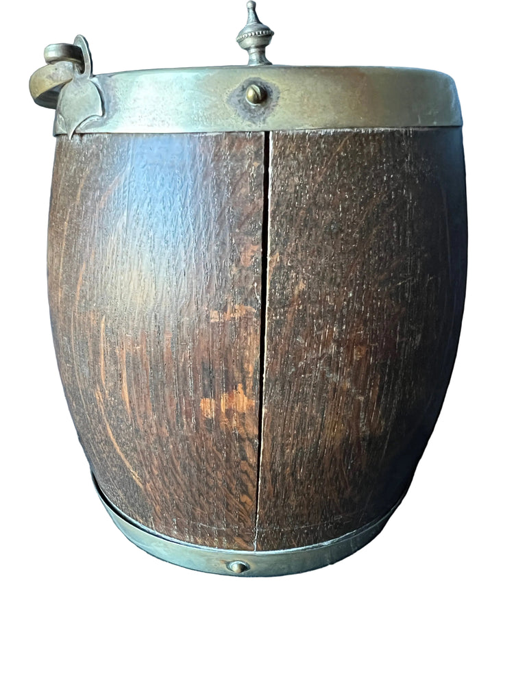 Vintage Edwardian English Wood Biscuit Barrel