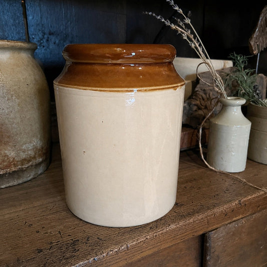 Large Two Tone Antique English Pantry Crock