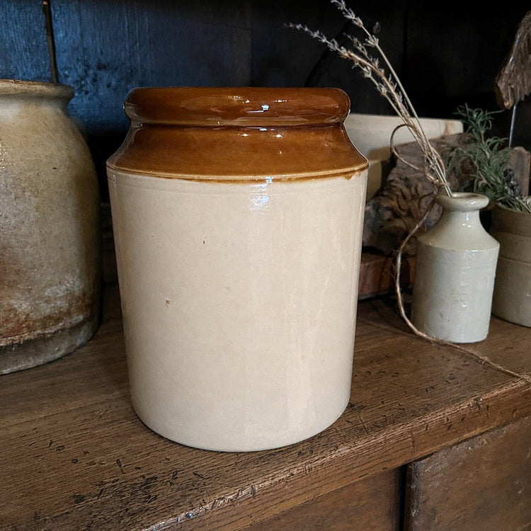Large Two Tone Antique English Pantry Crock