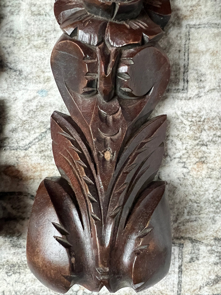 Single Carved Wood Black Forest Walnut Corbel Architectural Salvage Piece