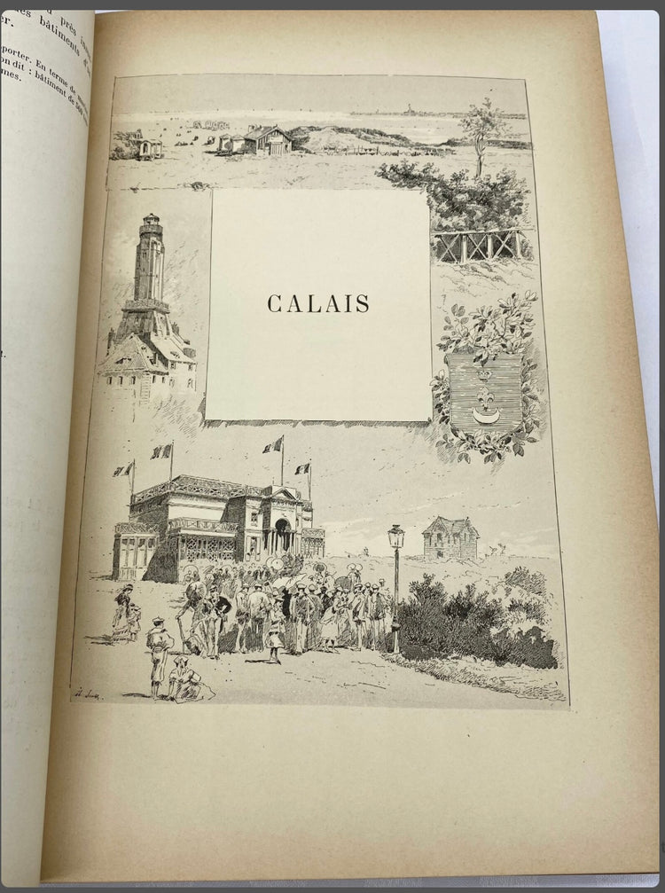 Large Antique French Book, Coast of France, 1884