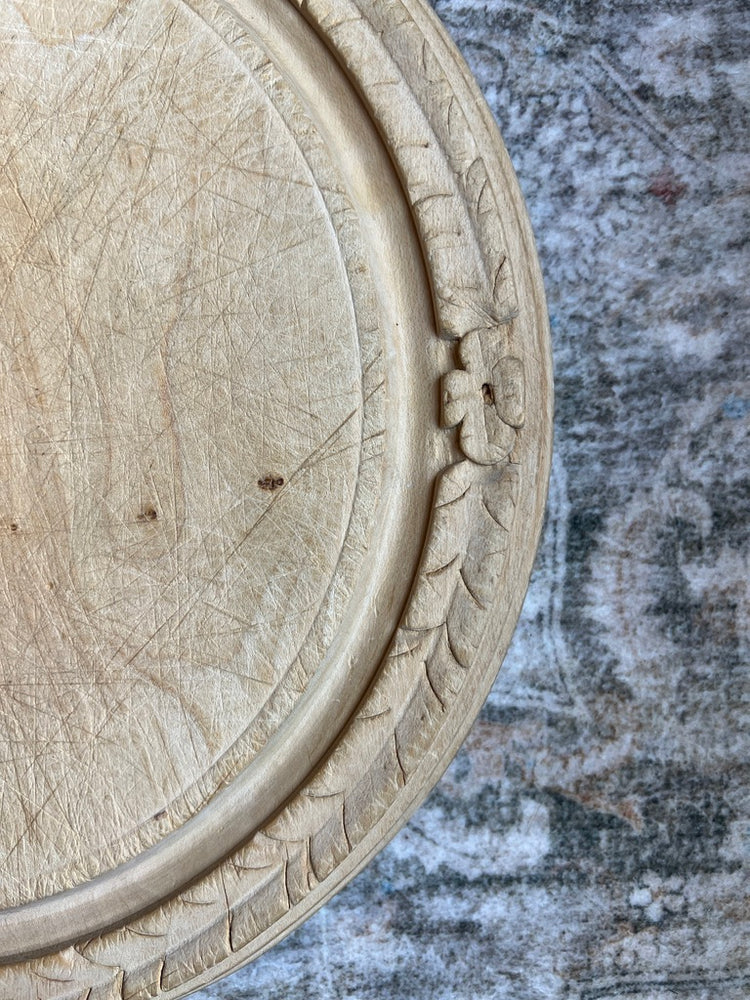Antique Vintage English Round Bread Board - Flowers