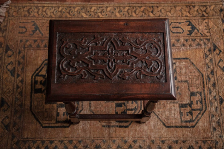 Antique English Carved Mahogany Joint Stool
