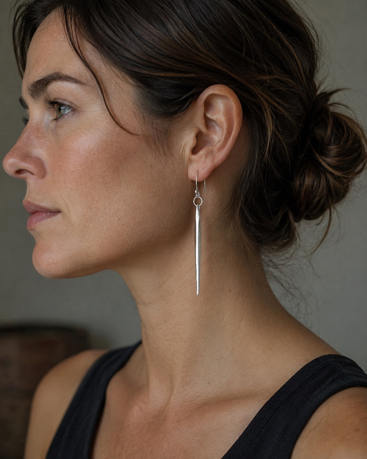 Sterling Silver Spike Dangle Earrings
