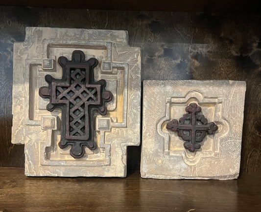 Set of 2 Vintage Cross Wall Plaques