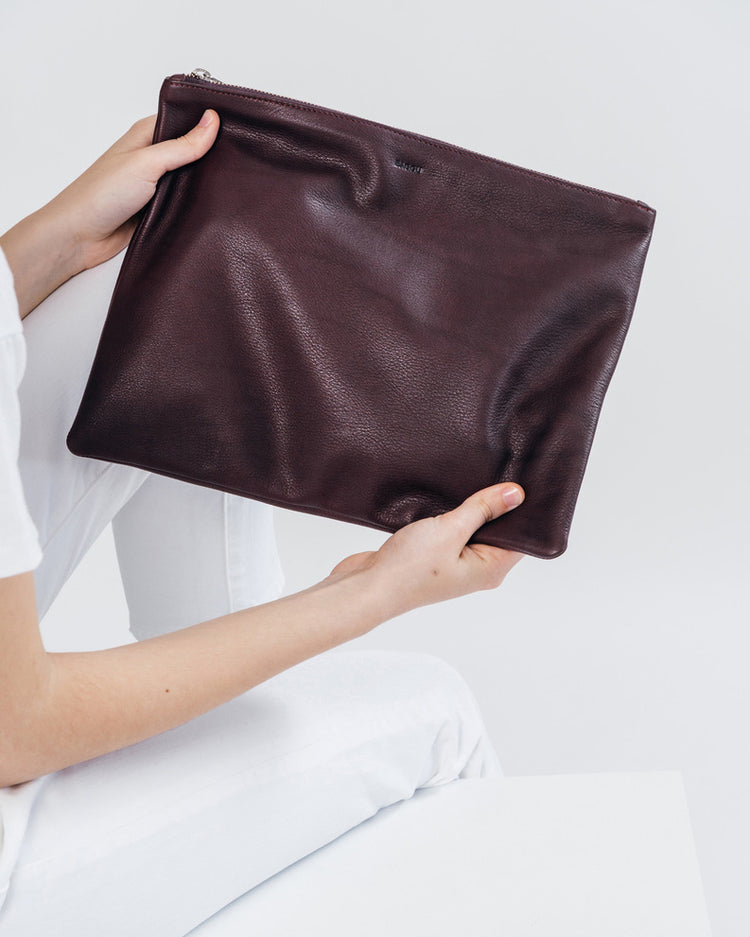 Baggu Leather Large Flat Pouch, Oxblood
