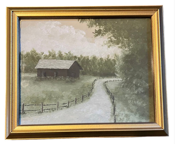 Moody Black Barn Print in Vintage Gold Frame