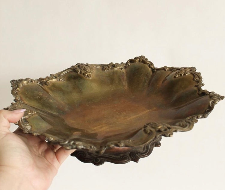 Vintage Brass Ornate Pedestal Compote