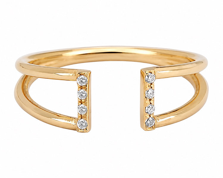 14K Gold Diamond Buckle Ring