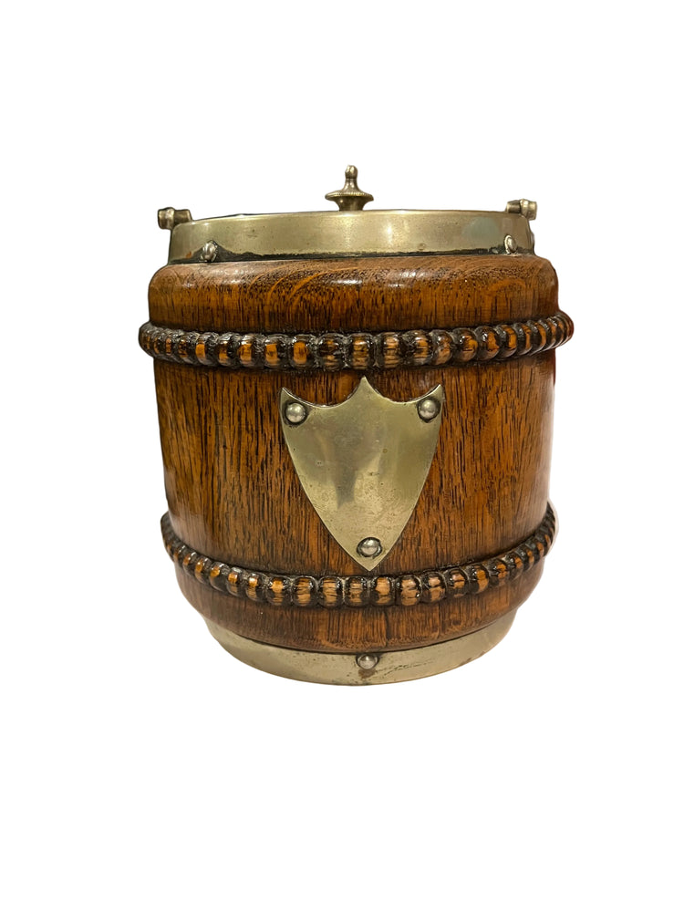 Vintage Edwardian English Wood Biscuit Barrel
