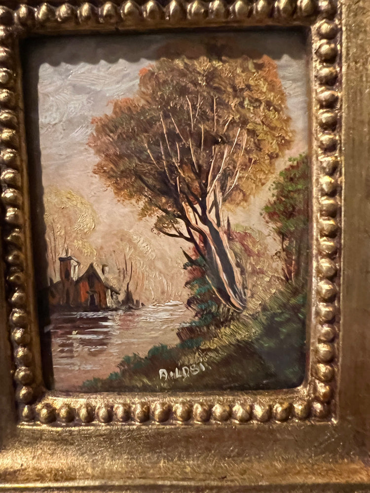 Italian Mini Landscape Original Oil Painting on Copper