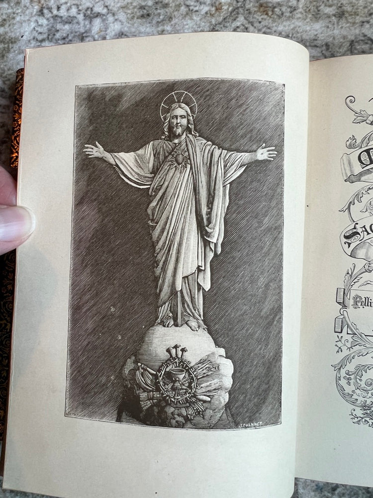 Sacre Coeur Antique French Green Leather Bound Missel Book, 1893