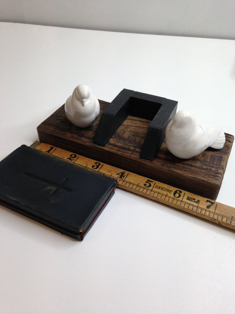 1800’s Leather Hymns and Prayer Books with Porcelain Birds