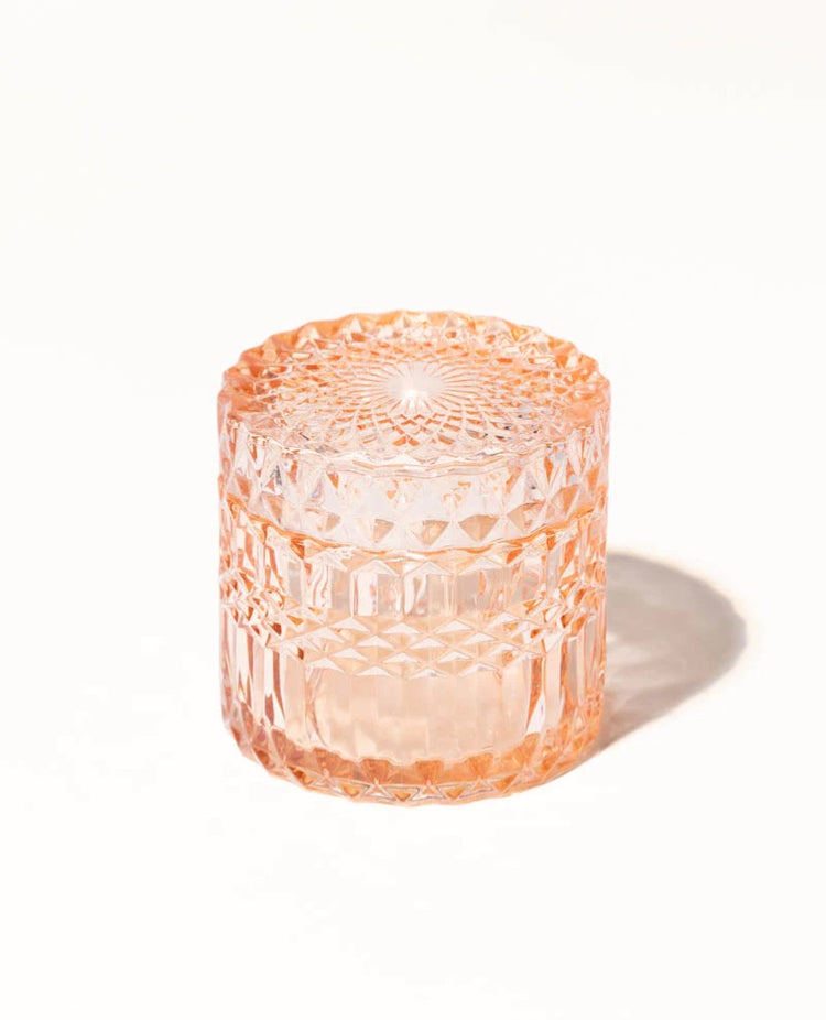 Peach Vintage Style Glass Wooden Wick Candle