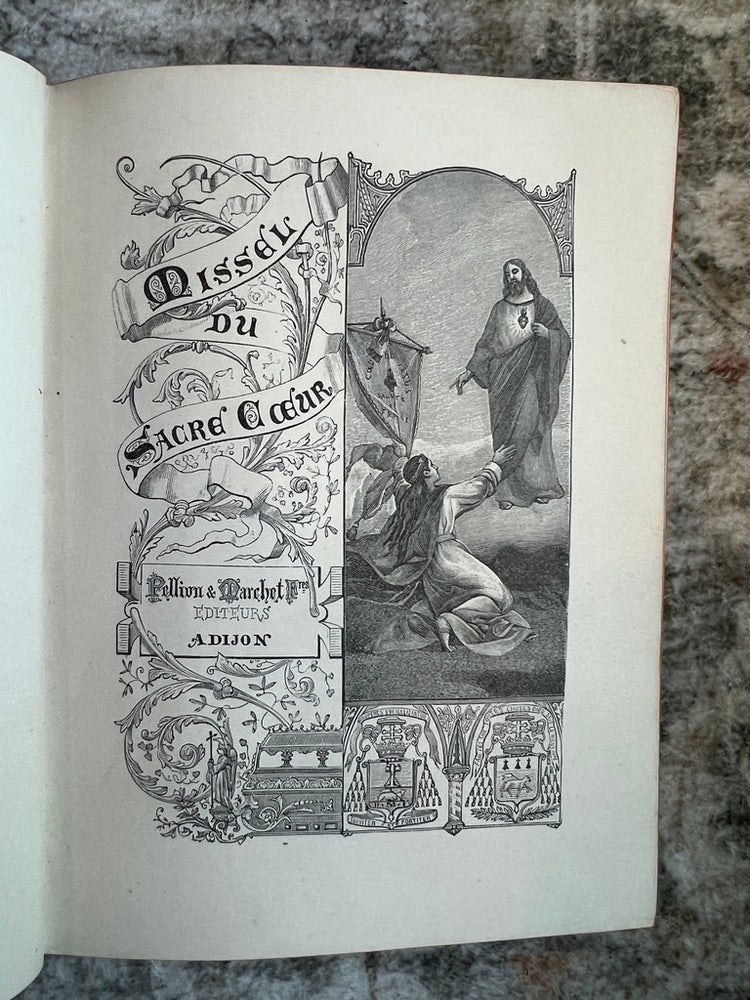 Sacre Coeur Antique French Green Leather Bound Missel Book, 1893