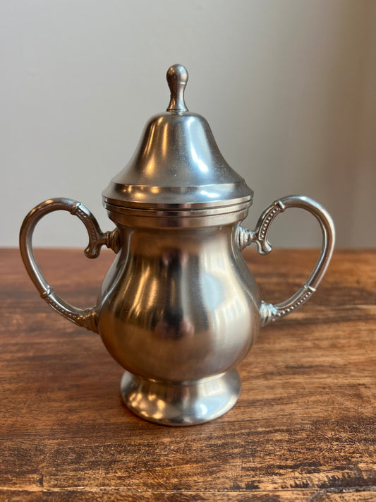 Vintage BISCO Holland Pewter Lidded Sugar Bowl