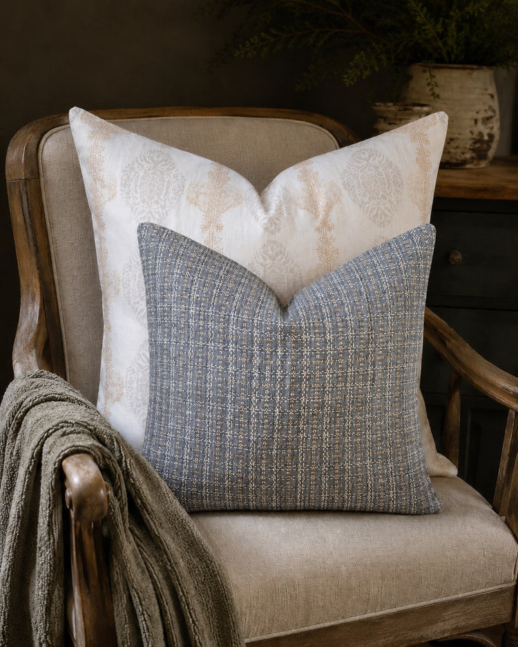 Woven Gray, Cream and Tan 21" Square Pillow Cover