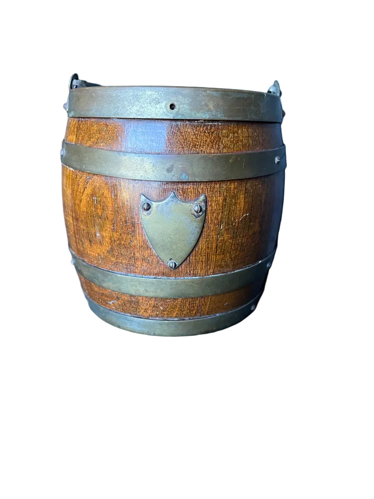 Vintage Edwardian English Wood Biscuit Barrel