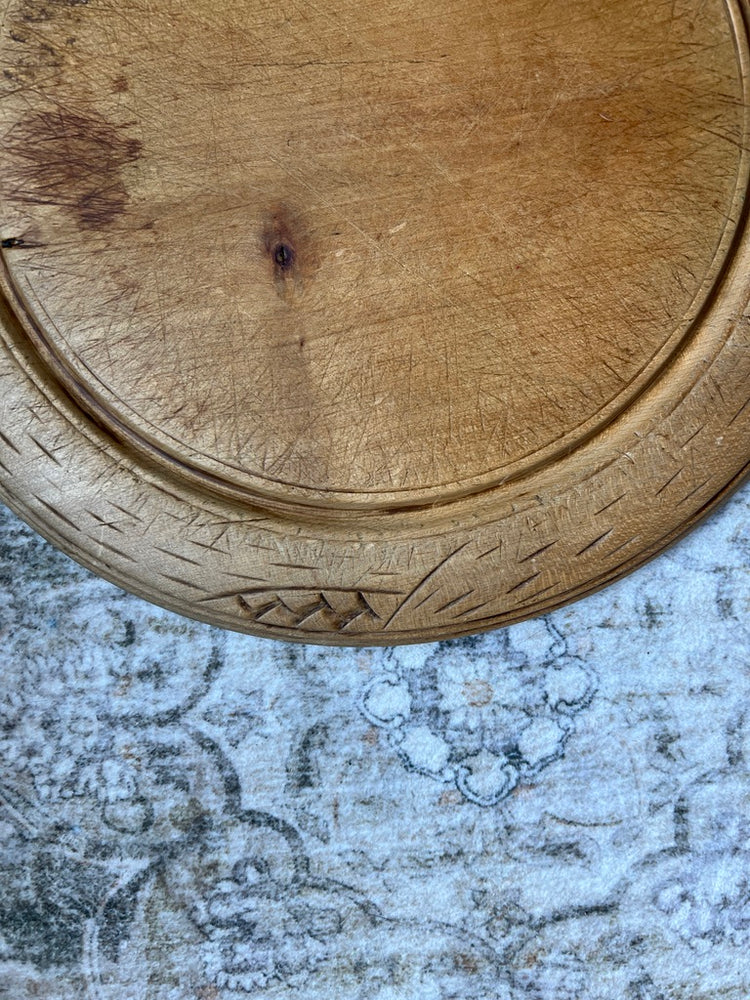 Antique English Round Bread Board - Wheat