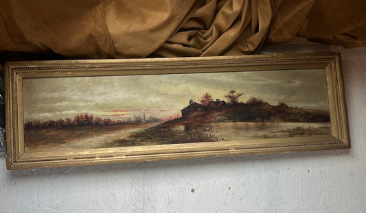 Antique French Cottages Oil Painting