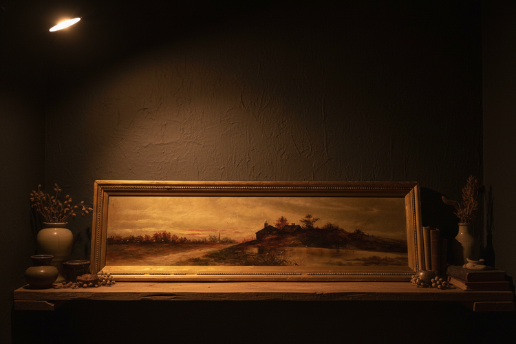 Antique French Cottages Oil Painting