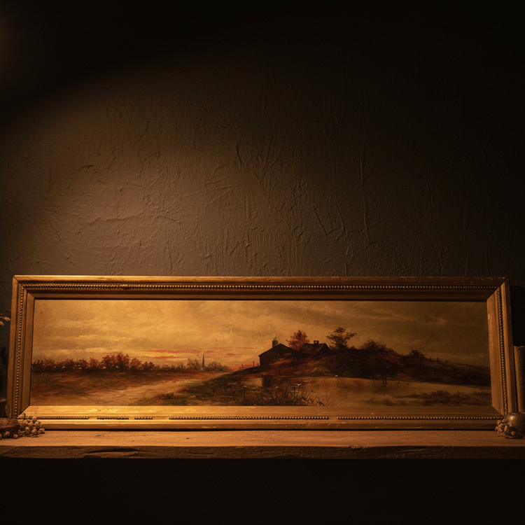 Antique French Cottages Oil Painting