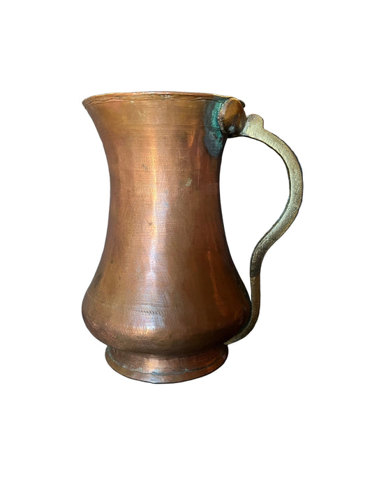 Antique Copper Pitcher with Brass Handle