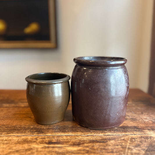 Set of 2 Antique French Salt Glazed Pottery