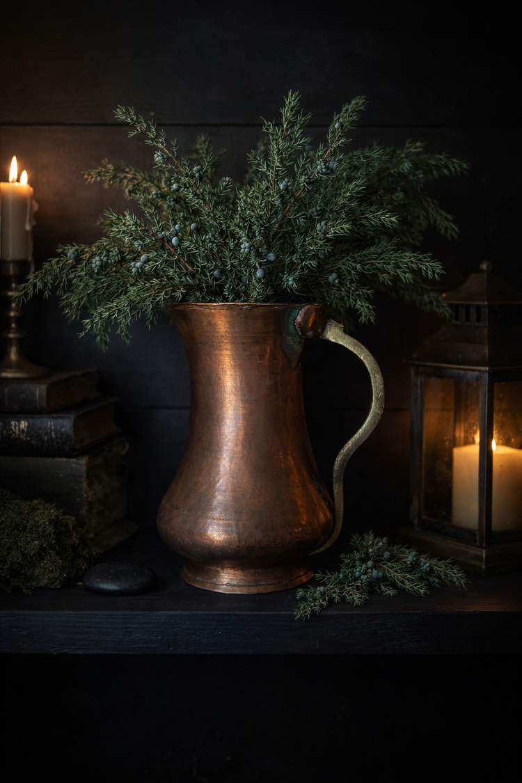 Antique Copper Pitcher with Brass Handle