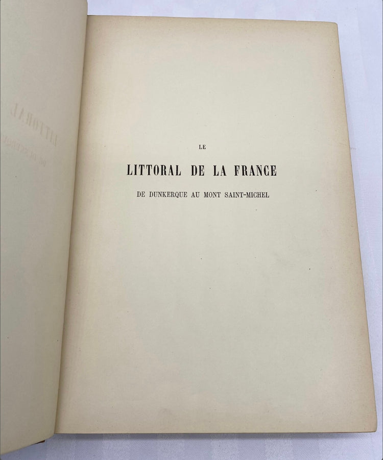 Large Antique French Book, Coast of France, 1884