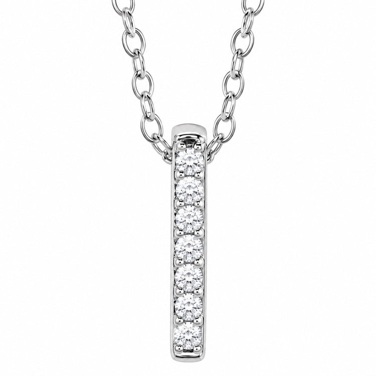 14K Gold Tiny Vertical Diamond Bar Necklace