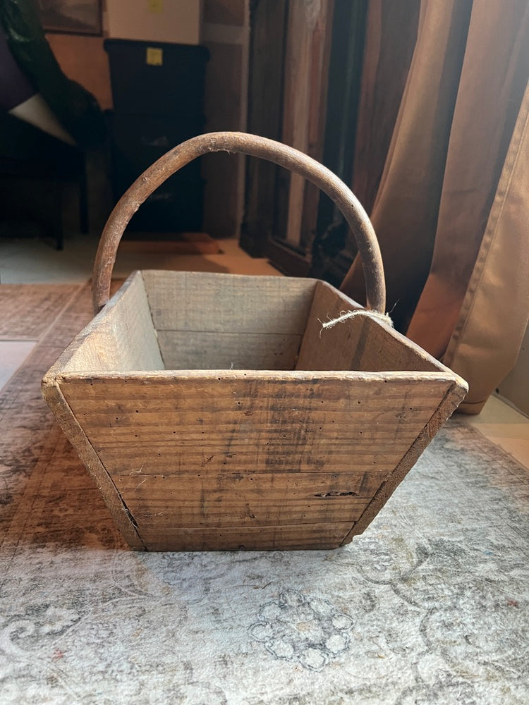 Antique French Wood Trug Harvest Basket