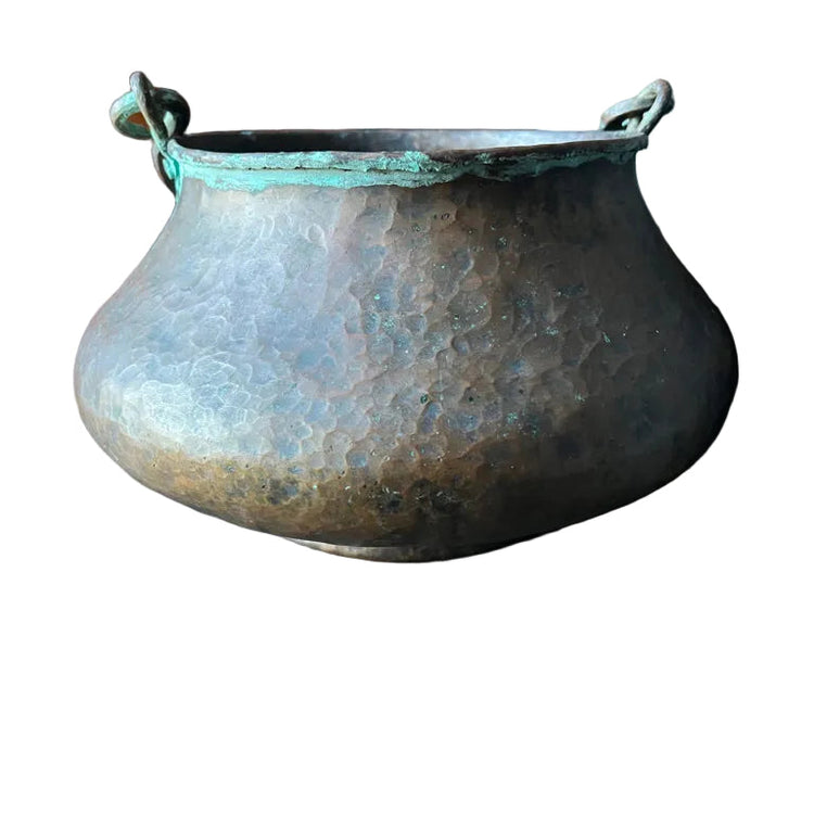 Primitive Antique Hammered Copper Cauldron