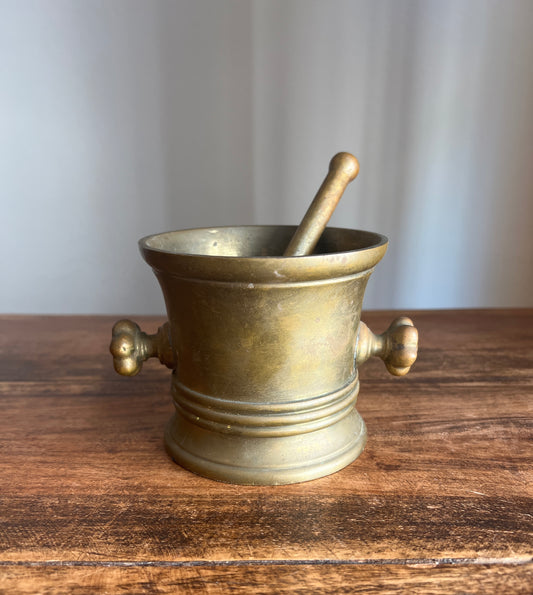 Antique Brass Mortar & Pestle