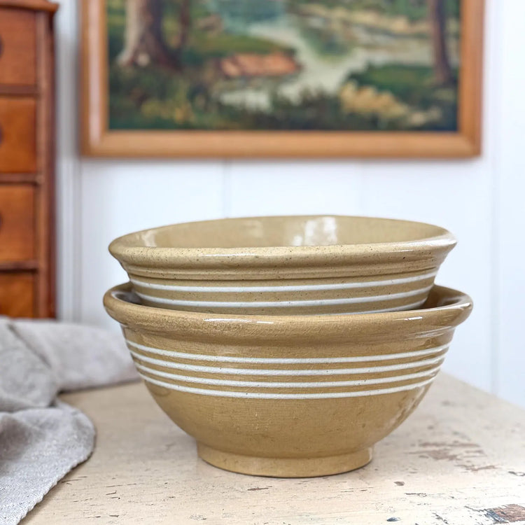 Antique American Yellow Stoneware Bowl