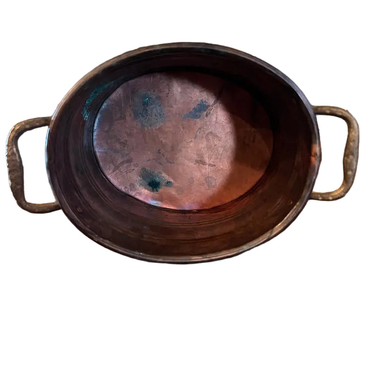 Antique Oval Copper Planter Bucket