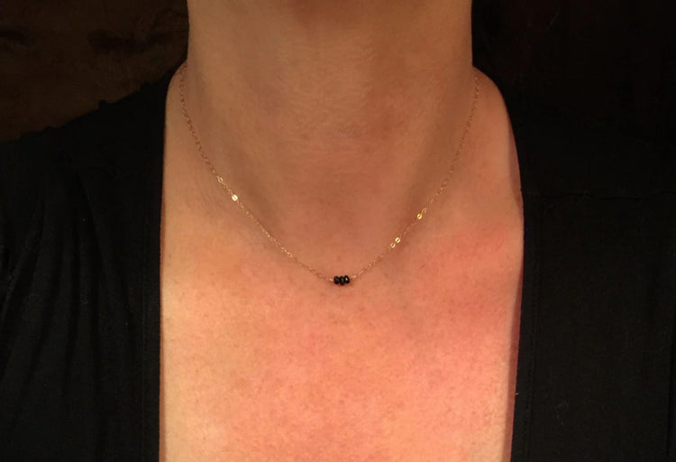 Tiny Black Tourmaline Necklace