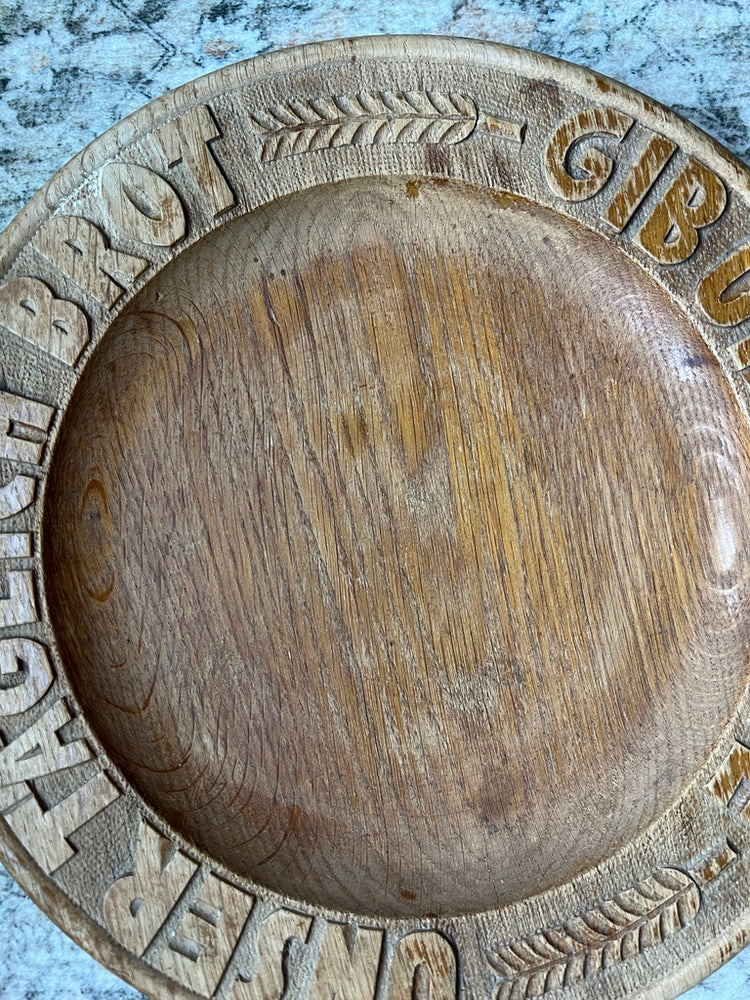 Antique Vintage German Round Bread Board  - Give Us Our Daily Bread