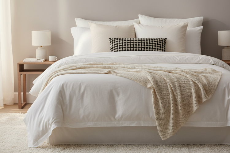 Black and Cream Weave Long Lumbar Pillow Cover