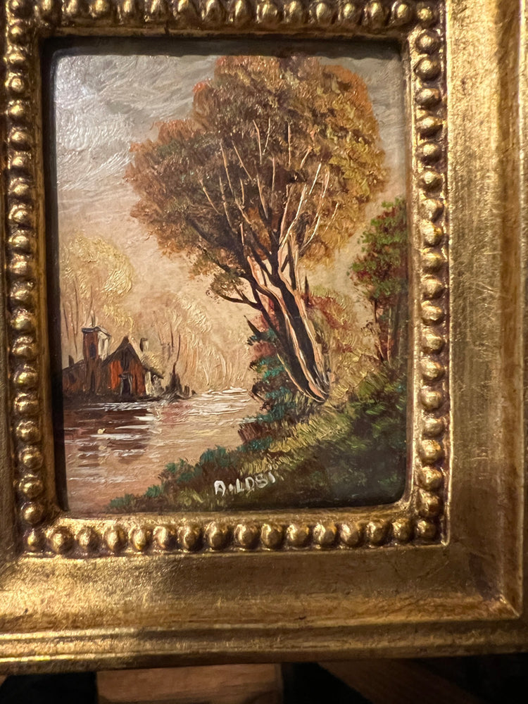 Italian Mini Landscape Original Oil Painting on Copper